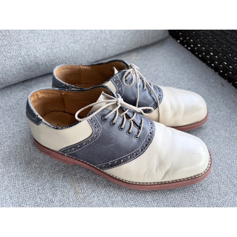 Florsheim Mens Bio Comfort Leather Saddle Shoes Cream Navy 12053-107 Size 8.5 M